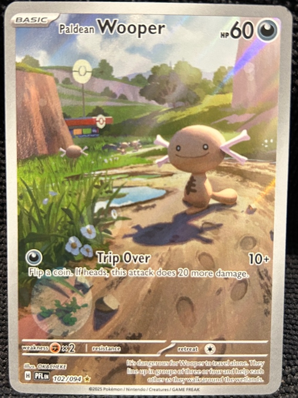 Pokemon Paldean Wooper Card - Brown & Pink Illustration